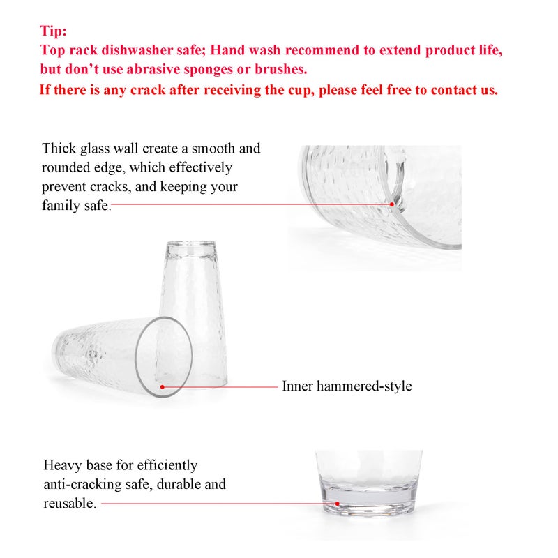 KOXIN-KARLU Hammered 26-ounce Plastic Tumbler Acrylic Glasses, set of 6 Clear - Image 3